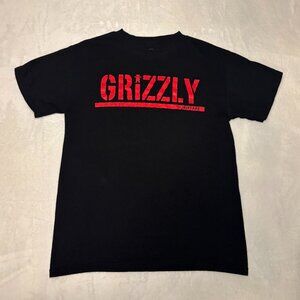 Grizzly GripTape T-Shirt Black Red Logo Medium Skateboarding 100% Cotton